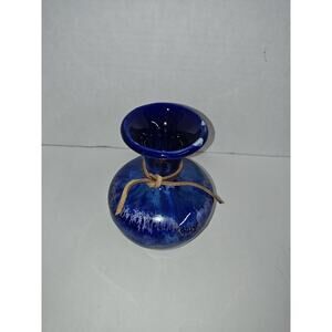 Pepperwood Pottery Vase With Blue & White Grey Reactive Drip Glaze Home Decor